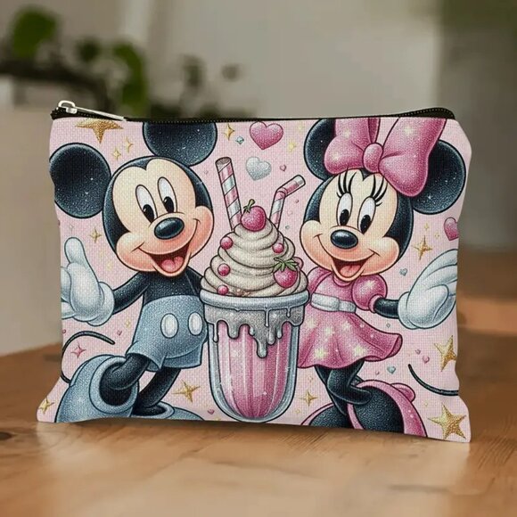 Handbags - Disney's Mickey & Minnie Mouse Cosmetic Makeup Bag Zipper Multi-Use Pouch
